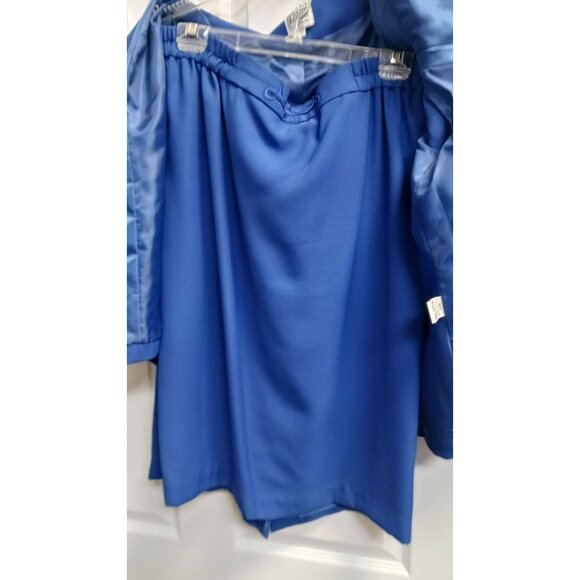 R & M Richards by Karen Kwong Outfit Skirt Jacket Size 20WP Blue 100% Polyester - Picture 3 of 9